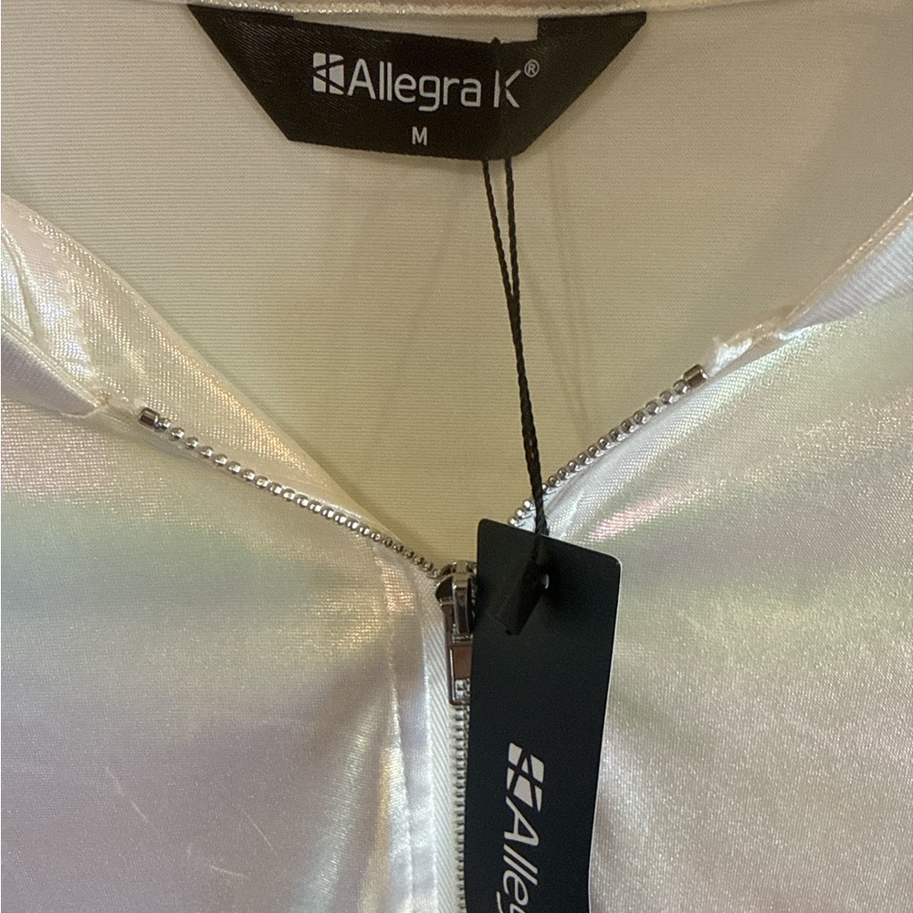 Allegra K Iridescent Bomber Jacket - Picture 3 of 4